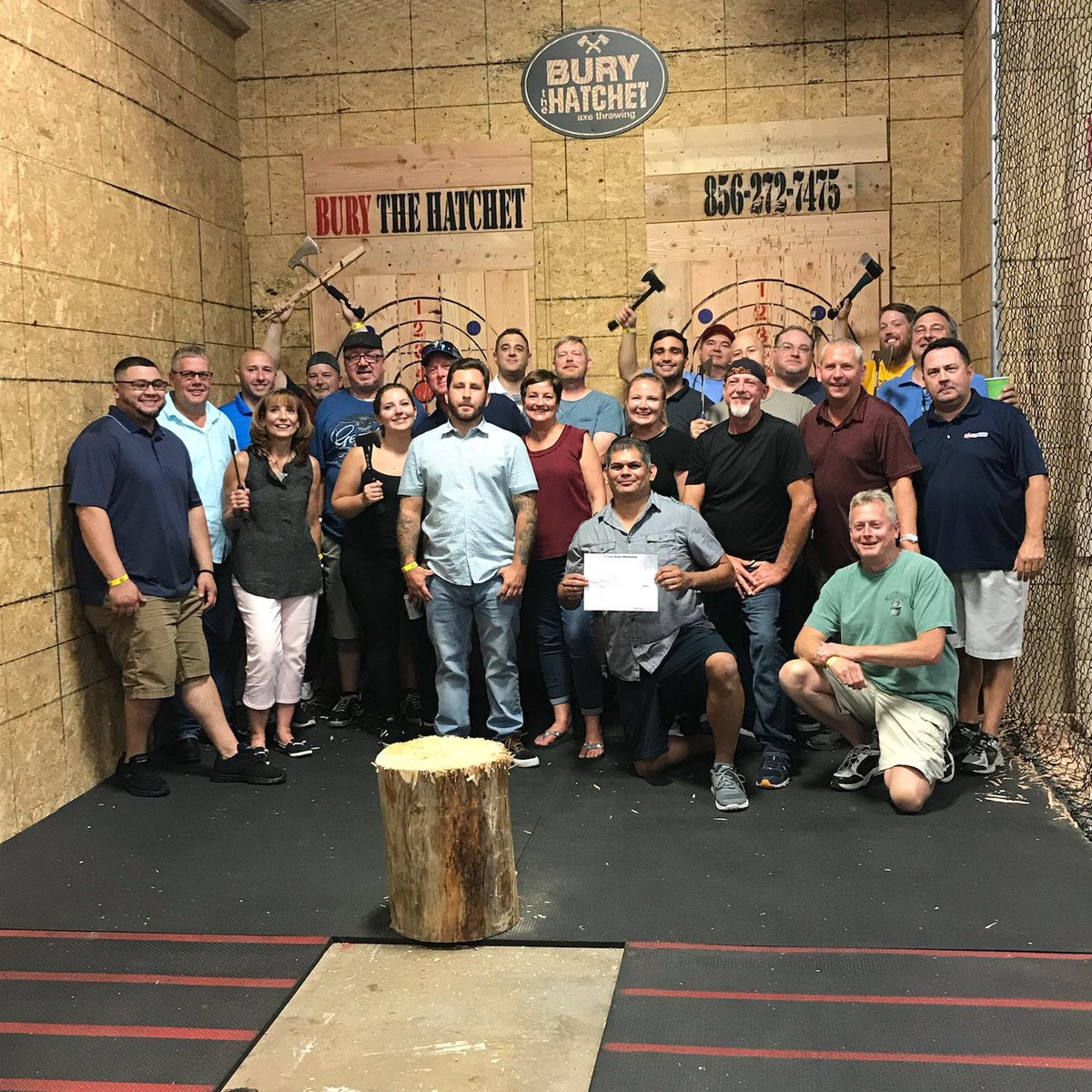 We “Buried The Hatchet” last night! onlocationind.com #companymeeting #burythehatchet #onlocation #tradeshowlabor #teamwork