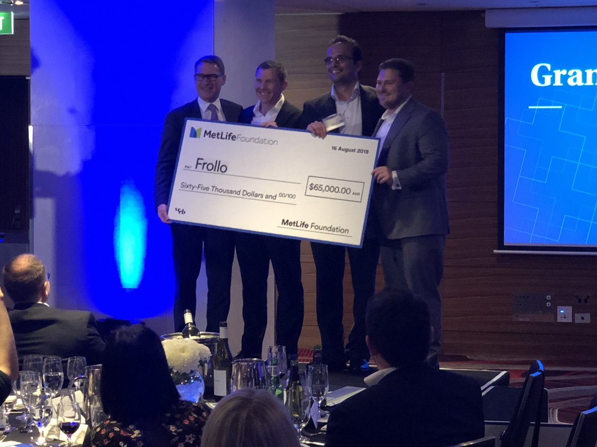 MetLifeAU's tweet photo. Congratulations to all of the finalists but a big congratulations to Frollo #MetLifeFoundation #InclusionPlus winner 2018 #financialinclusion https://t.co/UGF55yWD3G