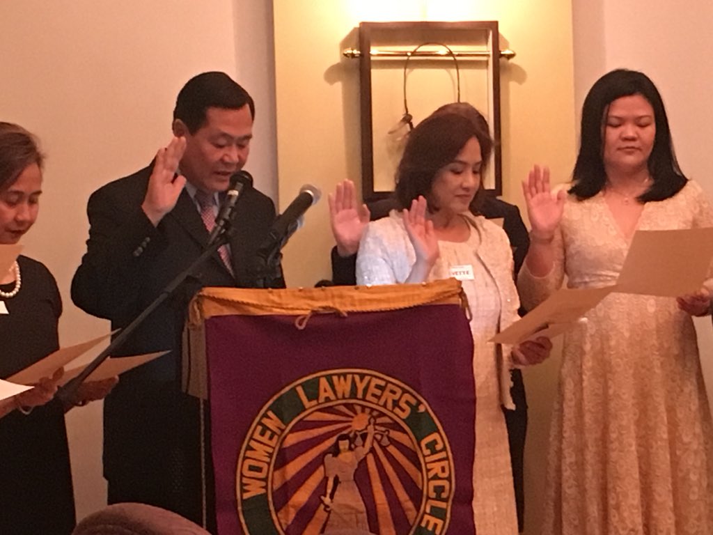 jpsoriano's tweet photo. Acting Chief Justice Antonio Carpio leads the induction of new officers of the U.P. Women Lawyers Circle (WILOCI) https://t.co/En3m9cM534