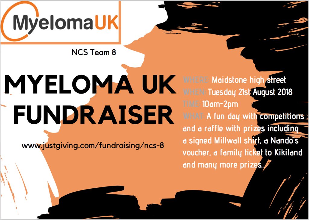 Team8NCS1's tweet photo. Please RT!!! Our event is next Tuesday in support of @MyelomaUK, here is our story🧡 #charity #donate #raise #awareness https://t.co/w2PSeJKERp