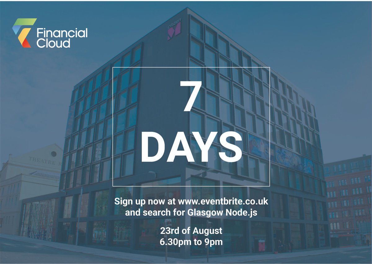 financial_cloud's tweet photo. We are delighted to announce that our Glasgow Node.js #event will now take place at the CitizenM hotel in #Glasgow! 

For stimulating talks about #frontend #scalability and #serverless sign up now at: https://t.co/NgZkt9IMib

We look forward to seeing you there! https://t.co/pGiFNY3pjC