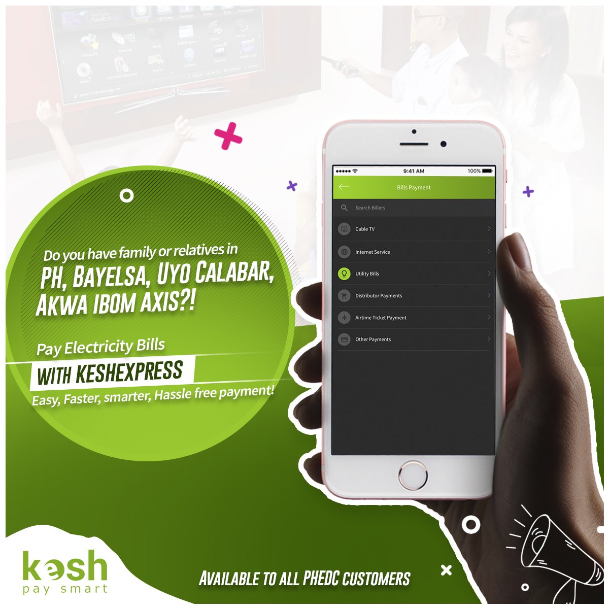 keshafrica's tweet photo. Hello Port-harcourt and its environ, Paying your #electricitybill have become simpler with #KeshExpress!

Here's how :

- Visit any KeshExpress agent near you

- supply your utility ID and then

- Pay with cash or #MasterpassQR

Yes, It's that easy💪

Call 012904554 for more info https://t.co/wffgtdKE8d