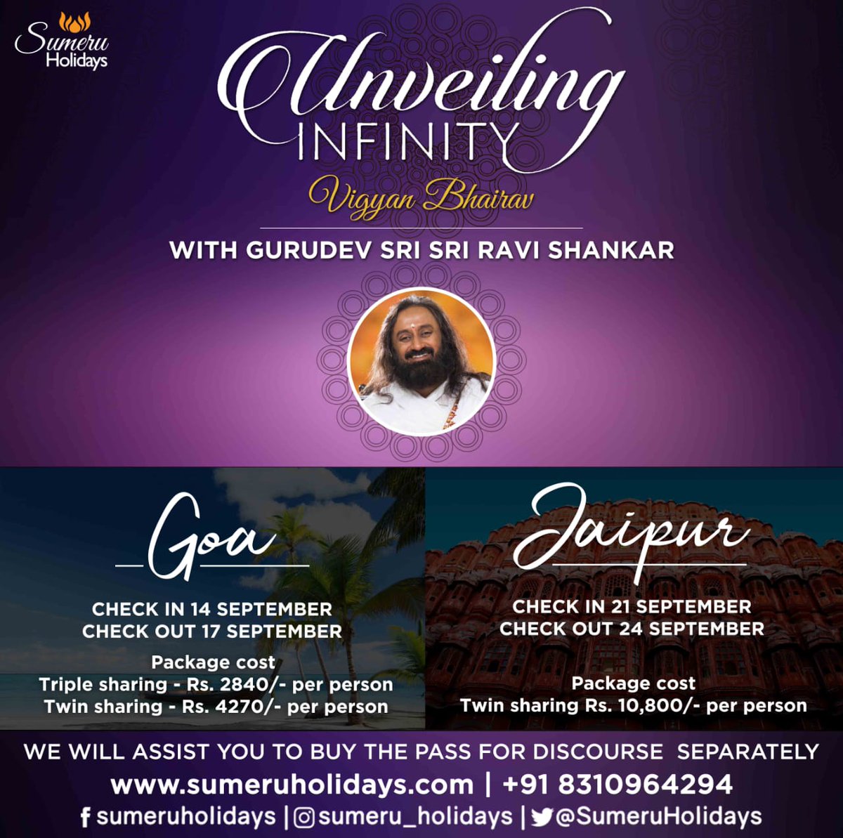 Learn meditation techniques directly from Gurudev @SriSri in Goa and in Jaipur. #meditation #VigyanBhairav