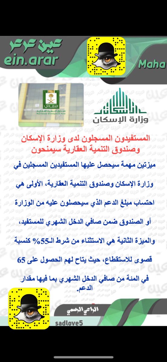 عين عرعر على تويتر الصندوق العقاري المستفيدون المسجلون لدى