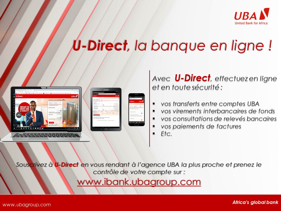 UBABurkina's tweet photo. #UBABurkina #UDirect 

Avec U-Direct, la banque en ligne de UBA, effectuez vos transactions bancaires via Internet, 24h sur 24 et 7 jours sur 7, en toute sécurité. 

Facilitez vous la banque avec U-Direct ! https://t.co/eEM0fbMRj6