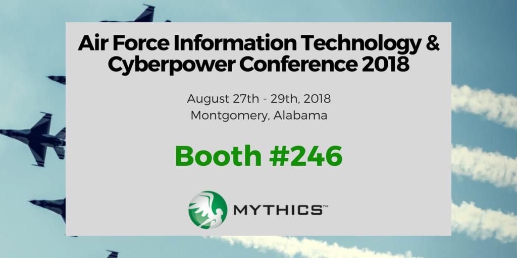 Mythics's tweet photo. Team @Mythics is heading to #Montgomery, Alabama, August 27-29 for #AFTIC 2018! Join us at Booth #246 to learn more about our #security and #cloud solutions! @usairforce https://t.co/5LddIY4lTU https://t.co/siHrpKxznO