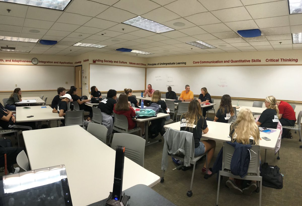 drgeoffsherman's tweet photo. All stars in the SHHS 3 #SummerBridge classroom on the final day! A 🔥 student panel followed by a 🔥 faculty panel! @_kyle_clay_ ☺️ #MySHHS #TeamSHHS #JagsROAR https://t.co/V27GVwDSGt
