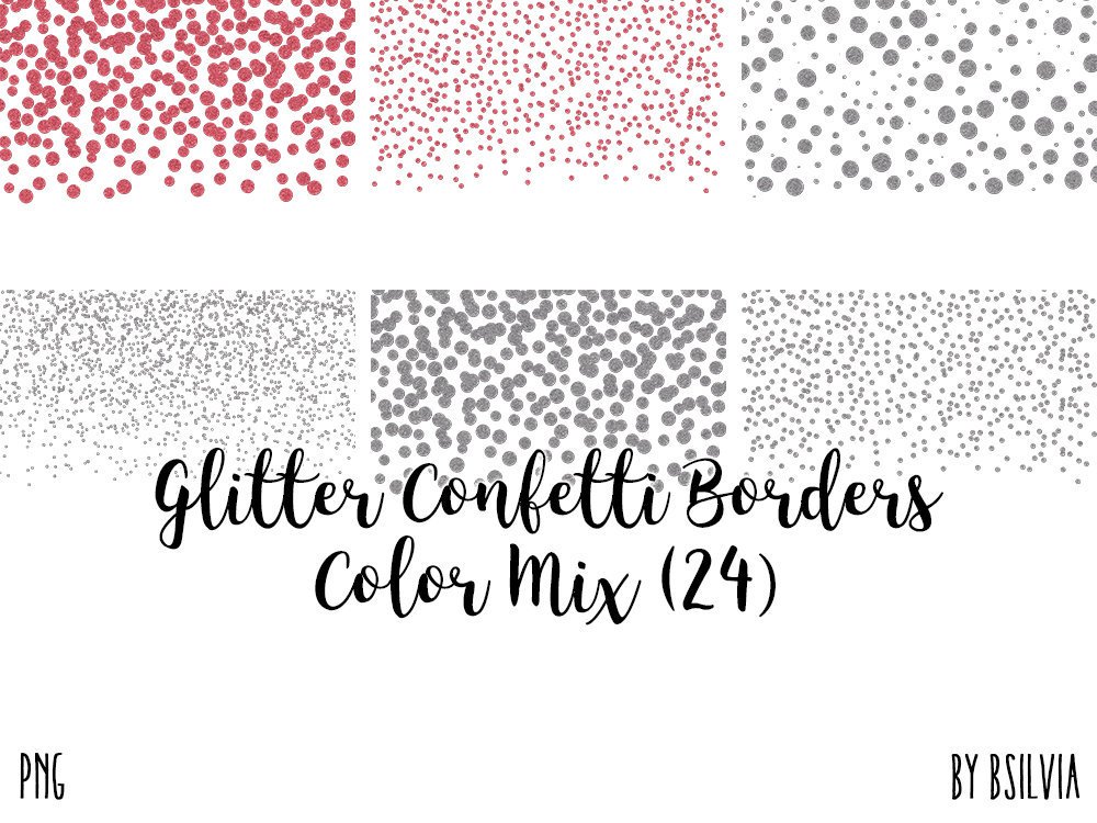 Gold Glitter Confetti Clipart Overlay Borders, PNG