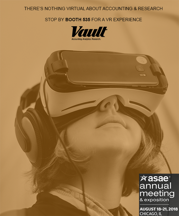 WeAreVault's tweet photo. ASAE Annual  is just a few days away. Stop by booth 535 for a VR experience. #asae18 https://t.co/HhHDQPuJeX