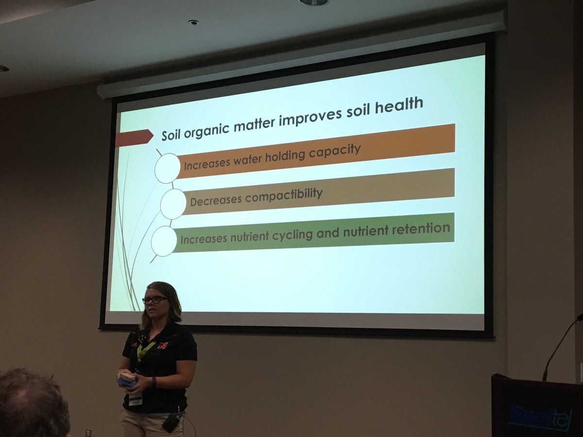 NHF_Magazine's tweet photo. Linda Schott, U of Nebraska- Lincoln, grad Extension assistant, presenting “Can manure improve soil health?” YES!!
Further explains the how and why #NAME18 https://t.co/x1hH0J44I9