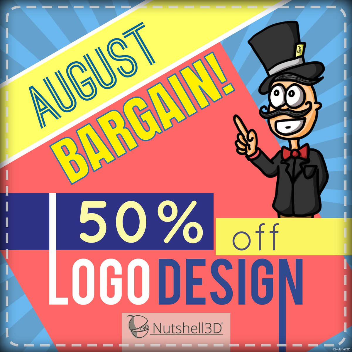 Nutshell3D's tweet image. Give your #business a fresh lease of life with a swanky new #logo.
50% off #LogoDesign for the month of August - contact us for more details.
Offer expires 31st Aug 18 - nutshell3d.com
#branding #specialoffer #design #2dart #bargain