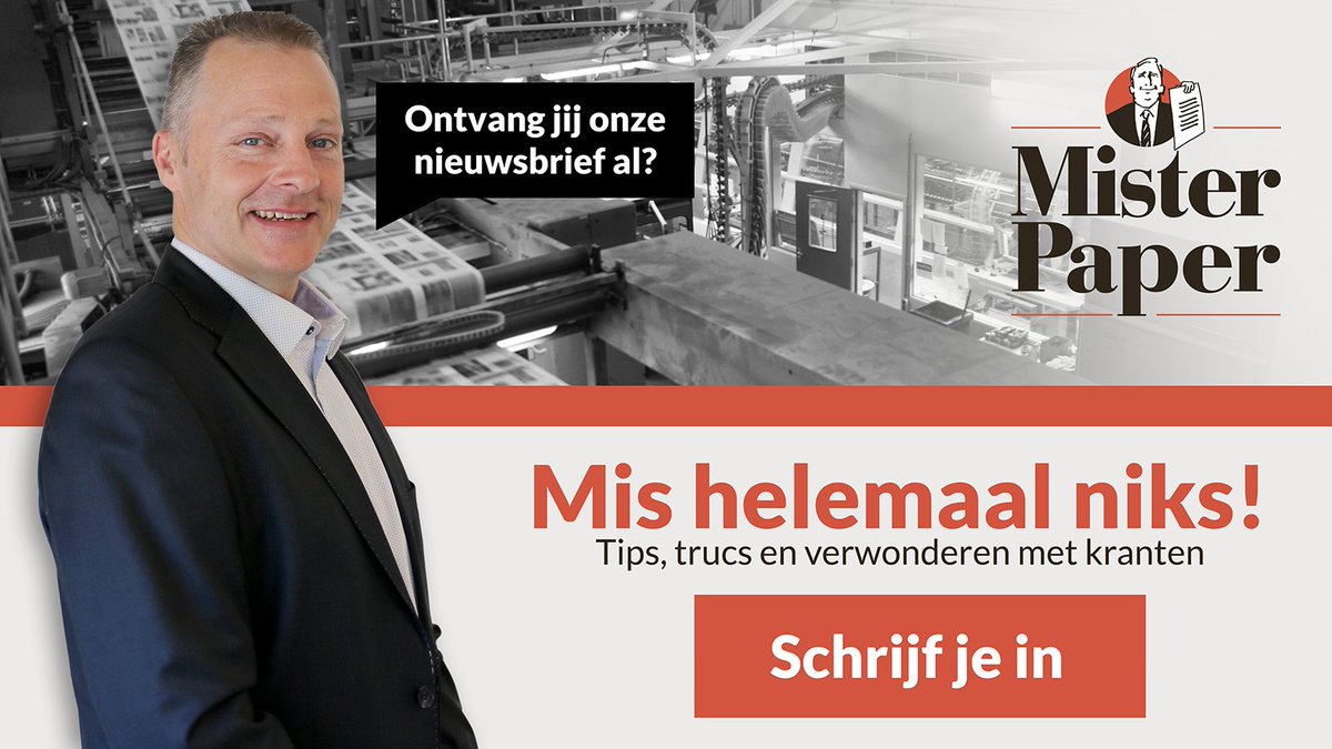Als specialist in krantendruk verwonderen wij van MisterPaper je graag. Want een krant hoeft niet zomaar een krant te zijn… 💬

Meer weten? Schrijf je dan nu in voor onze nieuwsbrief! 🔽

misterpaper.nl/#nieuwsbrief