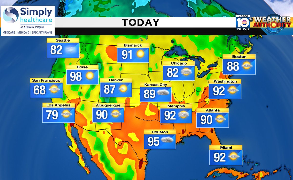 Here is the national forecast for today Presented by Simply Healthcare https://t.co/37JwLMGmhn