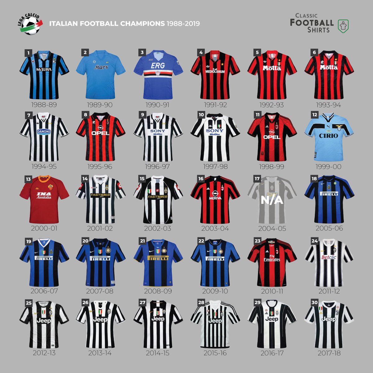 classic serie a shirts