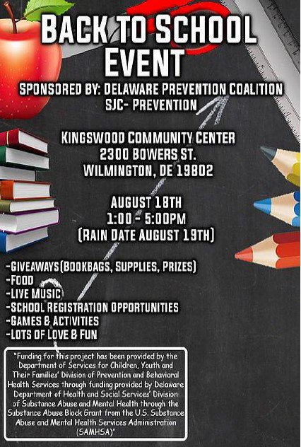 Check out this great back to school event this Saturday, August 18th. Food, live music, backpack giveaways, games &amp; activities, and lots of fun!