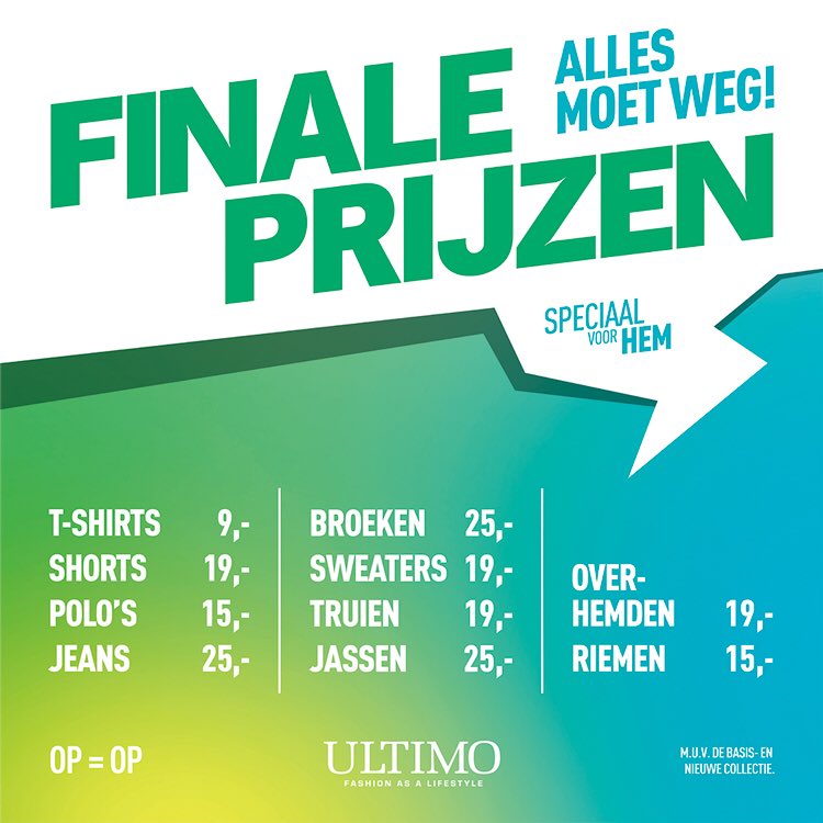 Ultimomode's tweet photo. Wij zijn gestart met onze finale prijzen. Dit zijn prijzen die je niet mag missen! Zorg dat je er snel bij bent want OP=OP. #sale #opruiming #finale #koopjes #oldenzaal #ultimo https://t.co/dAImmOOLqT