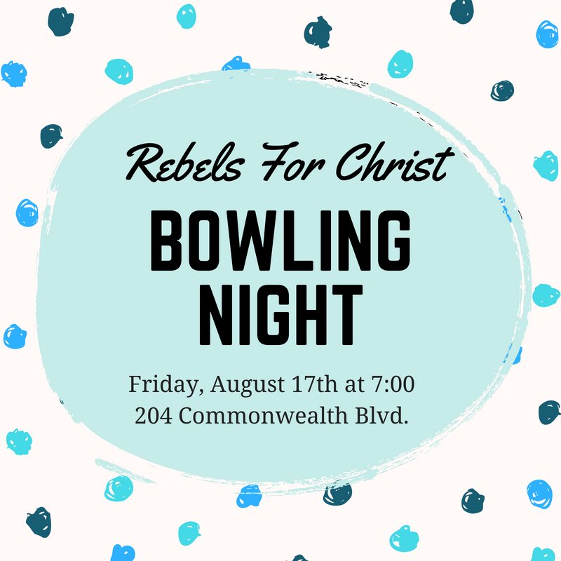 rebels4christ's tweet photo. Friday night, everyone is welcome to join RFC at Premier Lanes. We’ll be bowling, meeting new people, and engaging in great Christian fellowship. The night starts at 7:00, and we hope to see you there! https://t.co/vU30985yYG