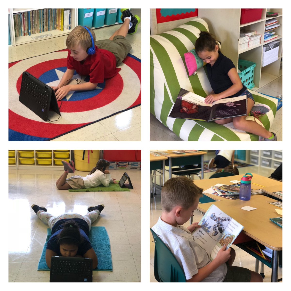 MissGreenePBC's tweet photo. our independent reading time is in full swing! love how excited they got to start reading! #VikingVoyage19 @VerdePrincipal #Crawl6 https://t.co/cGbQMmJK1m