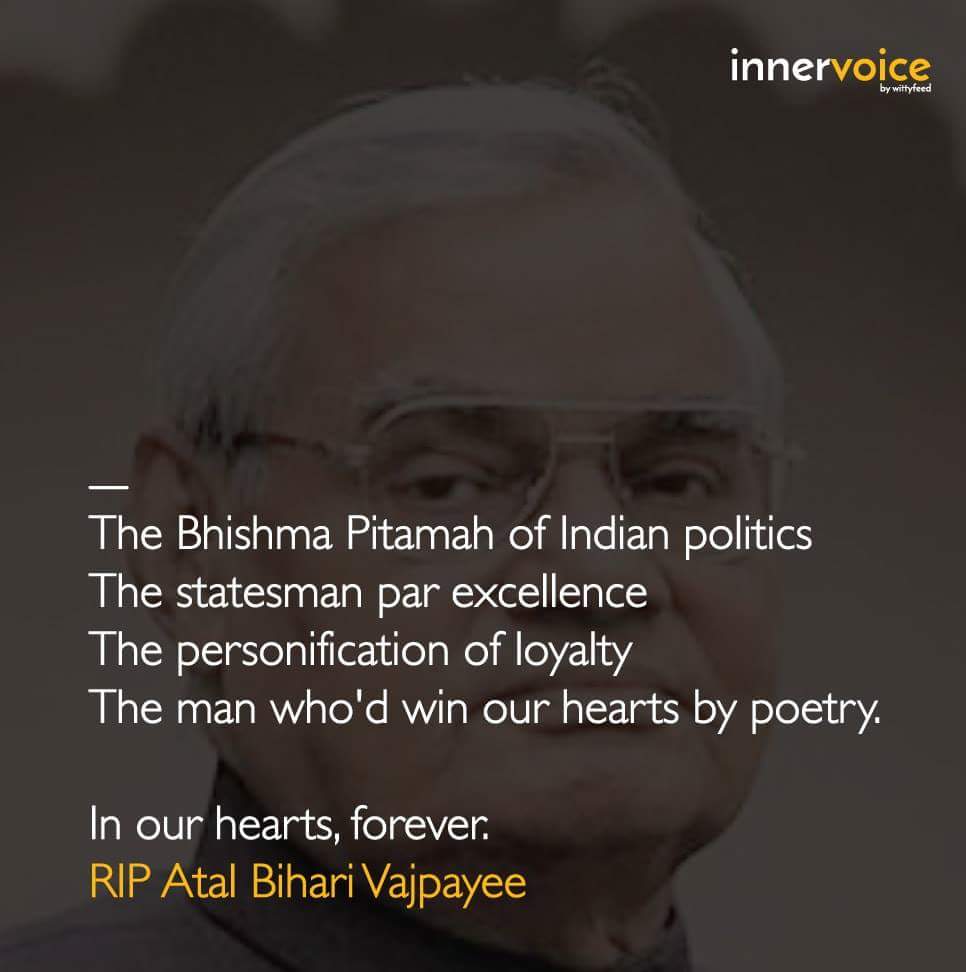 Archana1325's tweet photo. #RIPAtalBihariVaajpayee 🙏 https://t.co/gCTrswkMoW