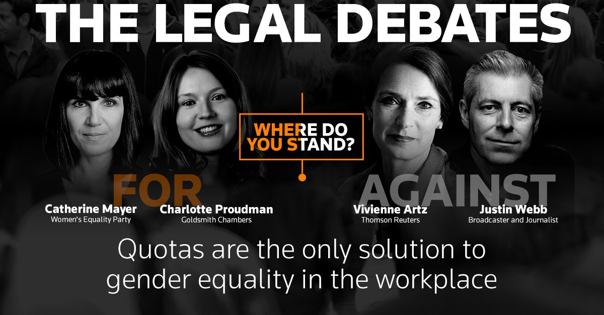 We’re delighted to announce the second Legal Debate of 2018 featuring; <a href="/catherine_mayer/">Catherine Mayer</a>, <a href="/WEP_UK/">The Women’s Equality Party</a>, Charlotte Proudman, <a href="/GoldsmithChambs/">Goldsmith Chambers</a>, <a href="/VivienneArtz/">Vivienne Artz OBE</a>, <a href="/thomsonreuters/">Thomson Reuters</a> and <a href="/JustinOnWeb/">justin webb</a>. You can register to attend now! tmsnrt.rs/2KXAmaK  #TheLegalDebates