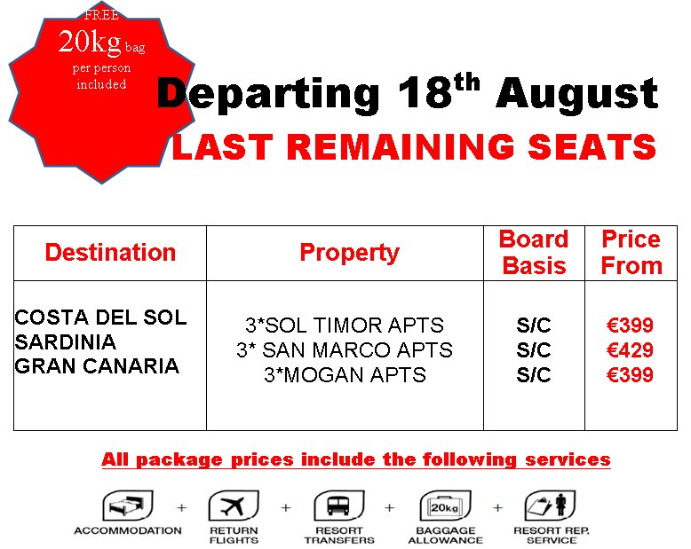 Last chance for this weekend 🌞✈️
Call 051-872881 for info &amp; to book
