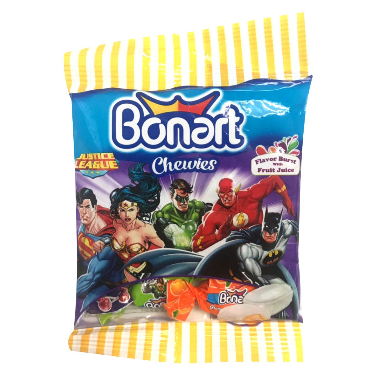 CandyliciousSA's tweet photo. Get your flavour burst of real fruit juice with these two offerings from the new Bonart Chewy Candy range available in all #CandyliciousSA stores #flavourburst #chewycandy #fruity #flavour #justiceleague #superman #batman #wonderwoman #greenlantern https://t.co/N5RPPICQL8