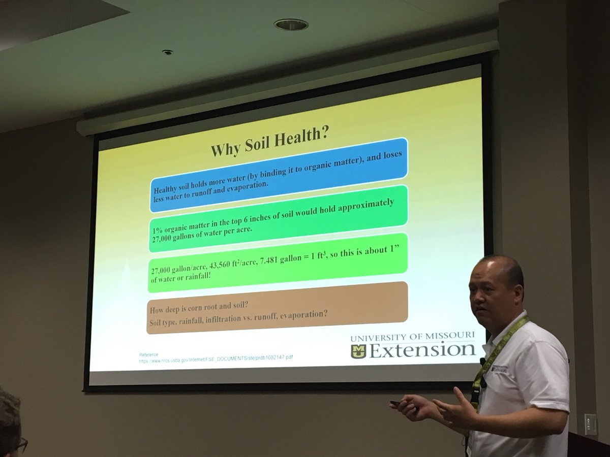 NHF_Magazine's tweet photo. Teng Lim, U of Missouri, answering the question “Can manure improve soil health?” #NAME18 https://t.co/JwgIQimATl