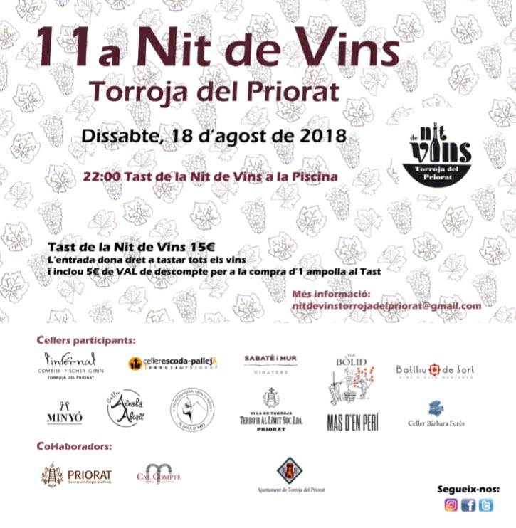 rtroyano's tweet photo. Demà a les 11.30h a @LANOVA_radio #CarrerMajor parlarem de l’11a Nit d Vins d #Torroja del #Priorat amb @sabateimur i @sptorras #vicatalà 🍷 https://t.co/dal821tAcU