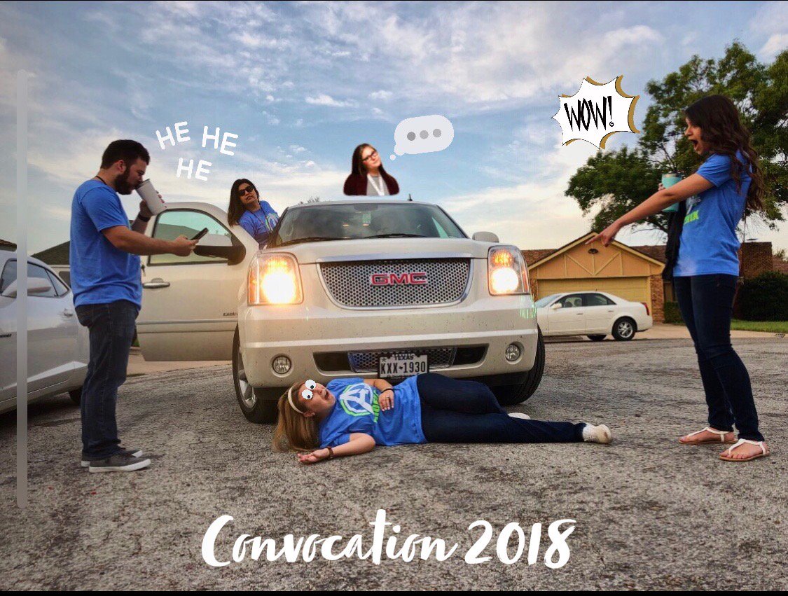 MargaretCMoore's tweet photo. Watch out! We’re going to convocation, no matter what! We’re excited about the 2018-2019 school year! #atems #aisdcarpool https://t.co/KG3Etu4PhB