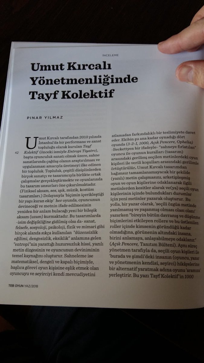 Pınar Yılmaz, <a href="/tayfkolektif/">tayfkolektif</a> ’i ince ince anlatmış. Üzerine <a href="/Umut_Kircali/">Umut Kırcalı</a> ile yapılan söyleşi de resmi güzelce tamamlamış.

İlk sayfayı buraya bırakıyorum.
Devamı, TEB’in Oyun dergisinin yeni sayısında.