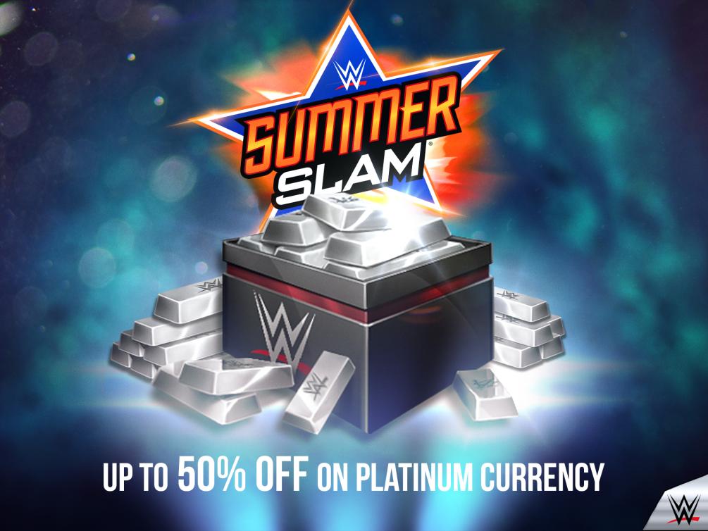 The #SummerSlam sale is here in WWE Immortals! Save up to 50% off on Platinum currency now for a limited time only.