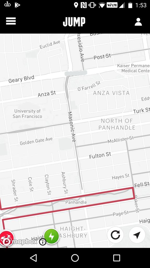 Fix_Masonic's tweet image. Is Masonic Avenue in the @jumpbikes perimeter? Naturally!