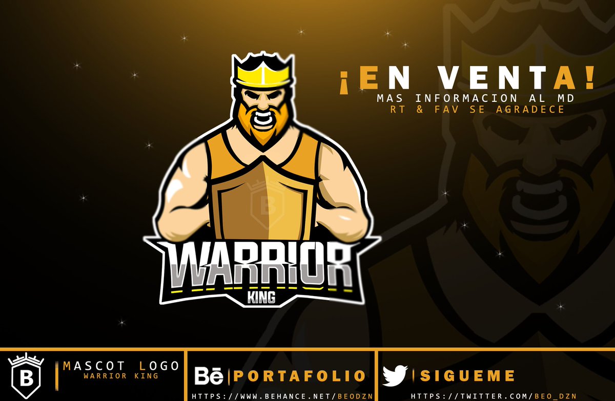 ¡EN VENTA!
MASCOT LOGO + Header (de regalo) 
" Warrior King"

▶️ Colores editables
▶️ Nombre Editable

RT &amp; FAV se agradece