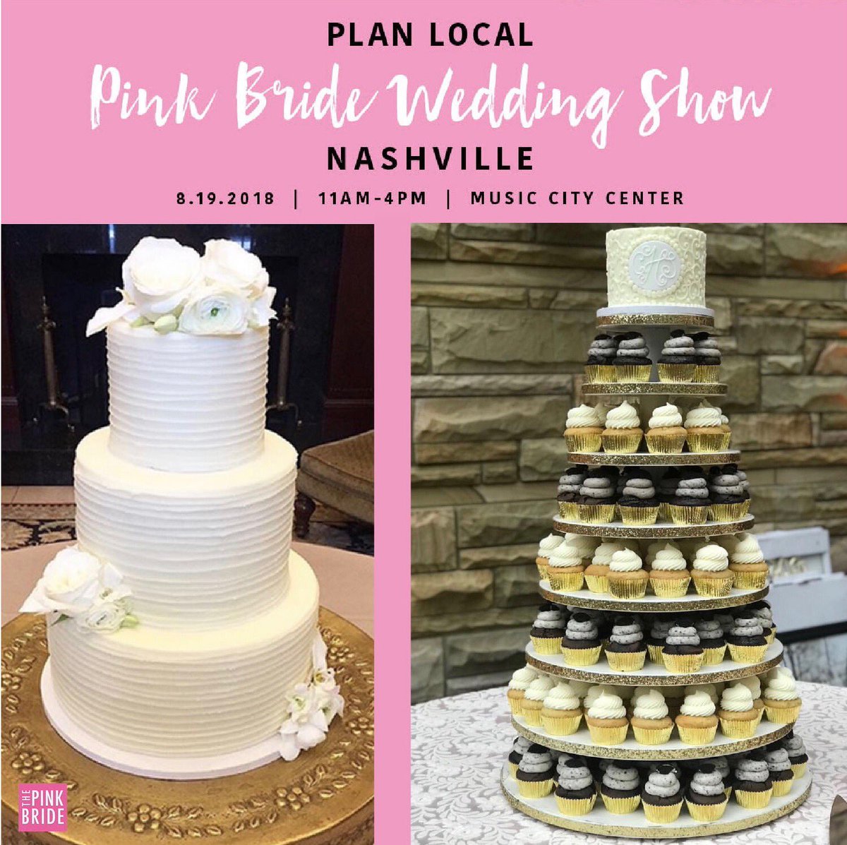 We are so excited to have a wedding cake booth display at the <a href="/thepinkbride/">The Pink Bride</a> this Sunday! You’ll get to speak first hand to my top decorators, do a tasting on the spot, and see a few of our beautiful cake designs. Make sure to stop by our booth first for a guaranteed tasting.