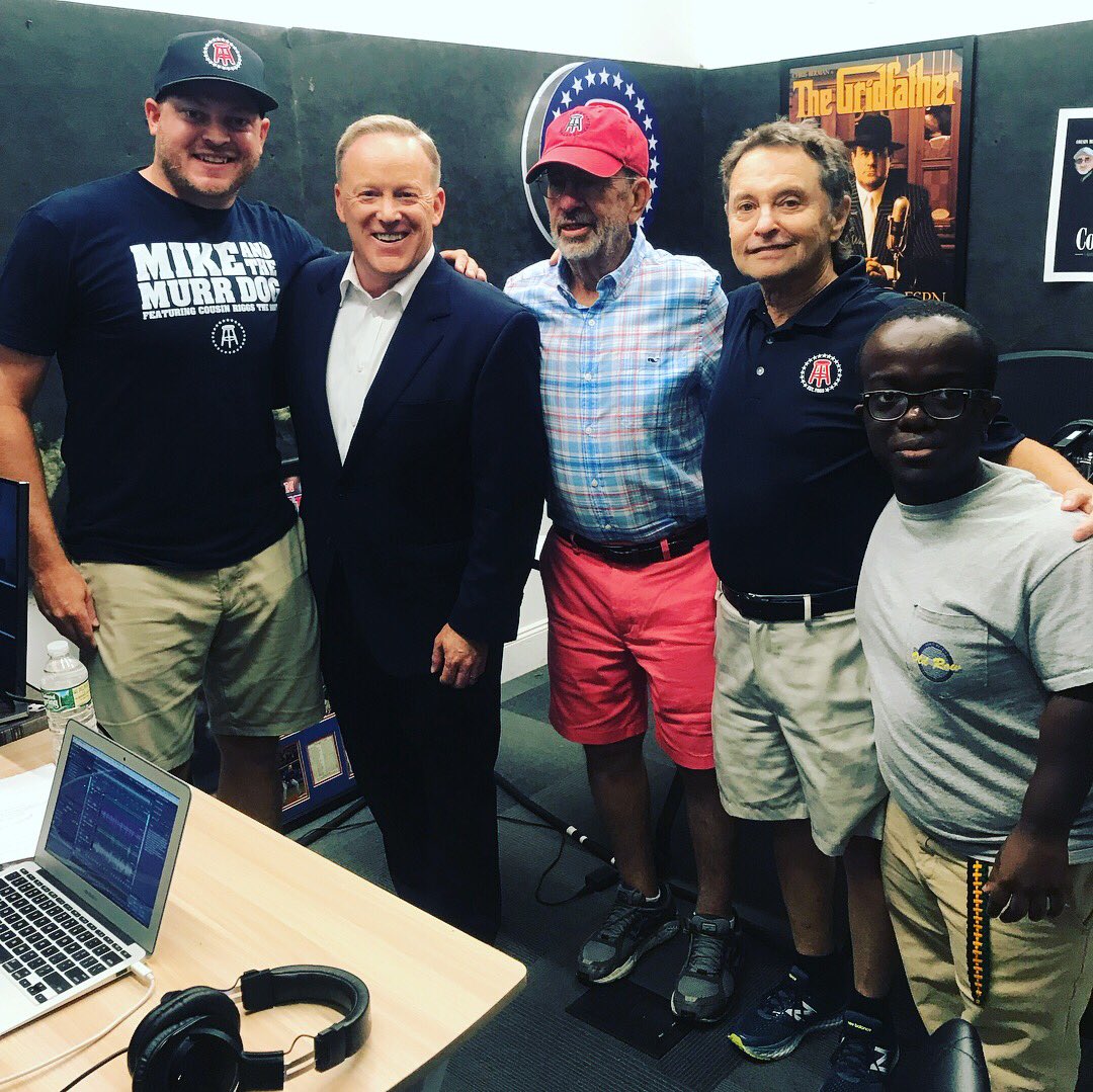 seanspicer's tweet photo. Had a BLAST at @barstoolsports talking #thebriefing , my career, and the military #thursdaysareforbarstool #saturdaysarefortheboyz #thecousins #zeroblogthirty #hardfactor #booktour https://t.co/PmK5XArhTy