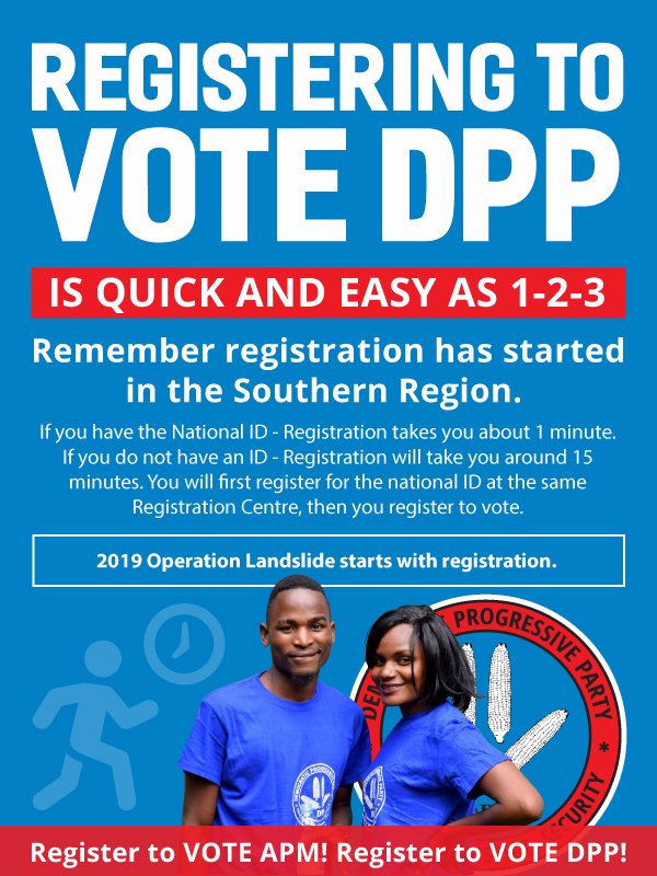 DPPWoyee's tweet photo. #Malawi - Registering to VOTE is as quick and easy as 1-2-3. https://t.co/R0htFYS5bN