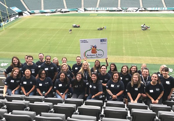 AberdeenInv_US's tweet photo. Another great effort by team Aberdeen in #Philadelphia today as they started out their morning helping @C2CPhiladelphia and other volunteers pack 30,000 backpacks at the #BackpackAThon2018. https://t.co/qjSwEUY5j6