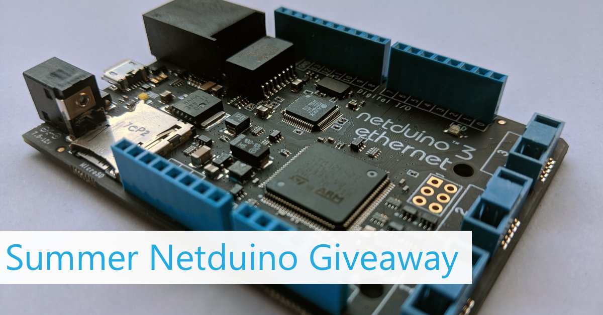 wildernesslabs's tweet image. We&apos;ve extended our Summer #Netduino Giveaway sweepstakes! Enter by August 31 for a chance to win a free Netduino 3 Ethernet: bit.ly/NetduinoSummer…
