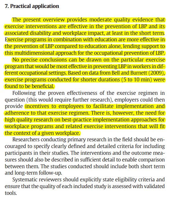 Occupational interventions for the prevention of back pain: Overview of systematic reviews

sciencedirect.com/science/articl…