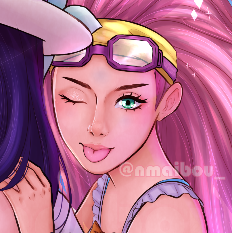 nmaibou_'s tweet photo. Loving the new Cait and Zoe skins~ #artoflegends #leagueoflegends #poolparty2018 #lol https://t.co/CAjsZymezO