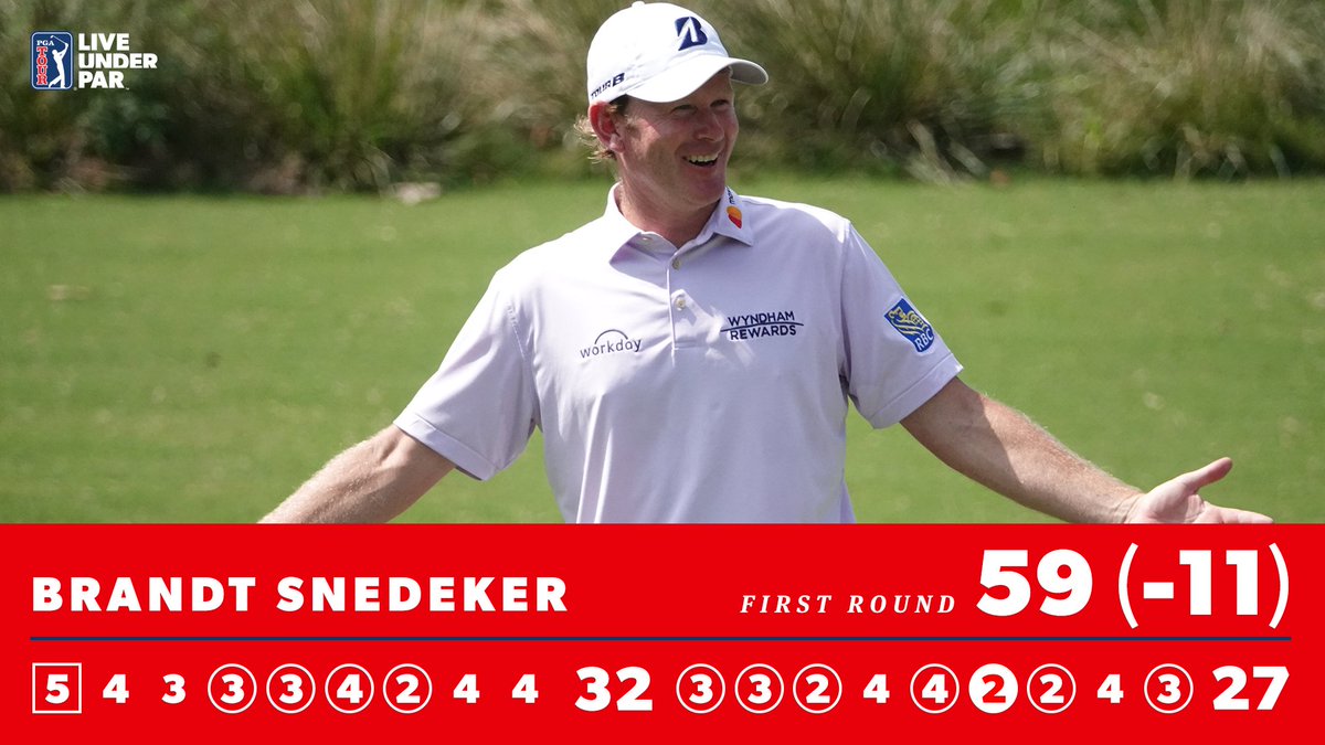 PGATour's tweet photo. HISTORY!

@BrandtSnedeker joins this list of players who have shot sub-60 rounds on TOUR:

Jim Furyk, 2016
Al Geiberger, 1977
Chip Beck, 1991
David Duval, 1999
Paul Goydos, 2010
Stuart Appleby, 2010
Jim Furyk, 2013
Justin Thomas, 2017
Adam Hadwin, 2017

#LiveUnderPar https://t.co/G2uXeGuS8y