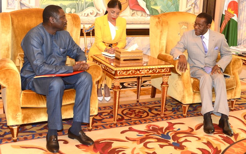 MOFAGambia's tweet photo. Foreign Minister, as the Special Envoy of @BarrowPresident, meets with President Obiang of Equatorial Guinea to further strengthen the already cordial bilateral relations between the two friendly countries and peoples . https://t.co/eYj7gf0Y1o