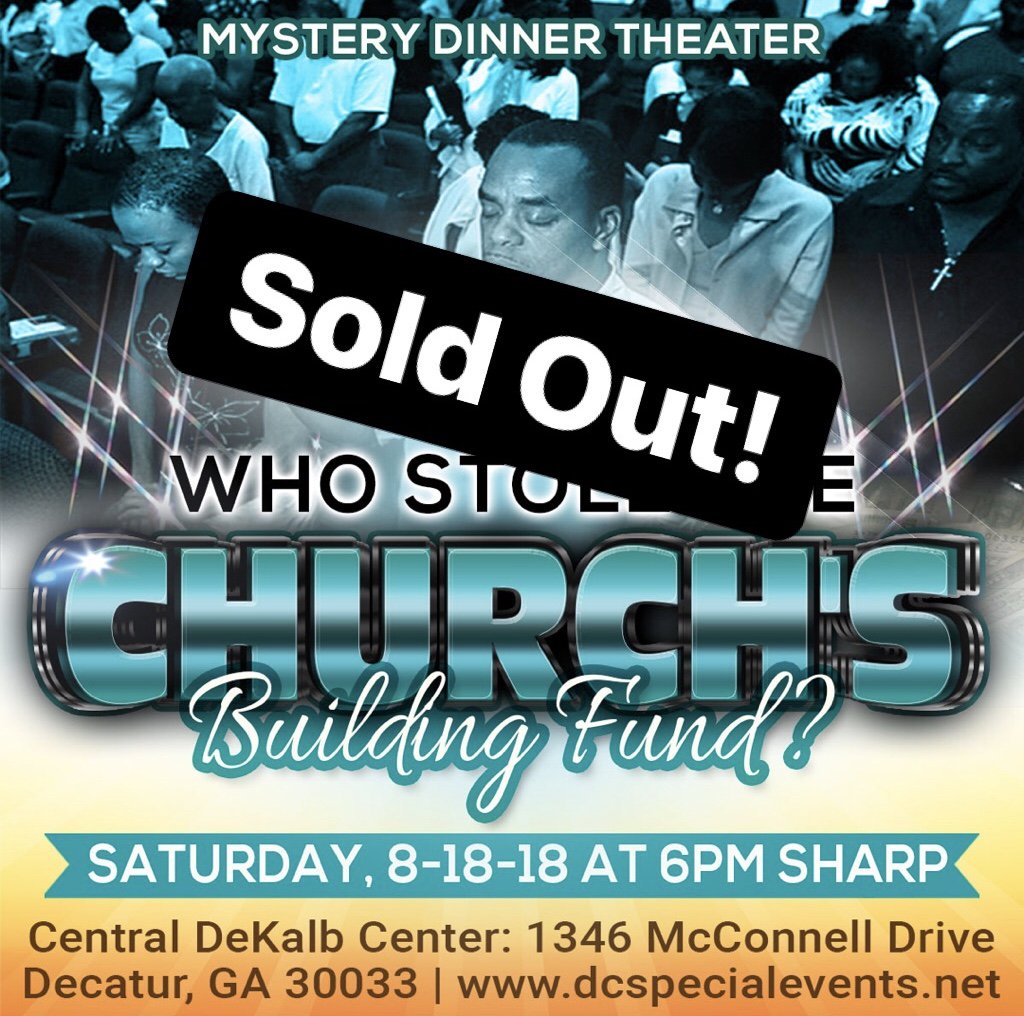 dcspecevents's tweet image. We are now SOLD OUT for “Who Stole The Church’s Building Fund” Mystery Dinner Theater show! Thank you to everyone who purchased a ticket(s). We can’t wait to see you all this Saturday!
#mysterydinner #dinnertheater #atlanta #saturday #datenight #churchcomedy #laughs #soldoutshow