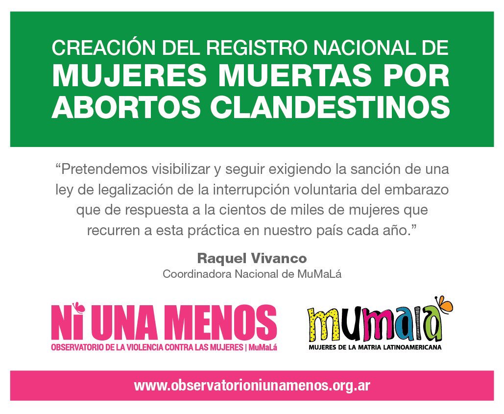 RaquiVivanco's tweet photo. #AbortoLegalYa #NiUnaMenos por abortos clandestinos. https://t.co/o4DIq2a5KT
