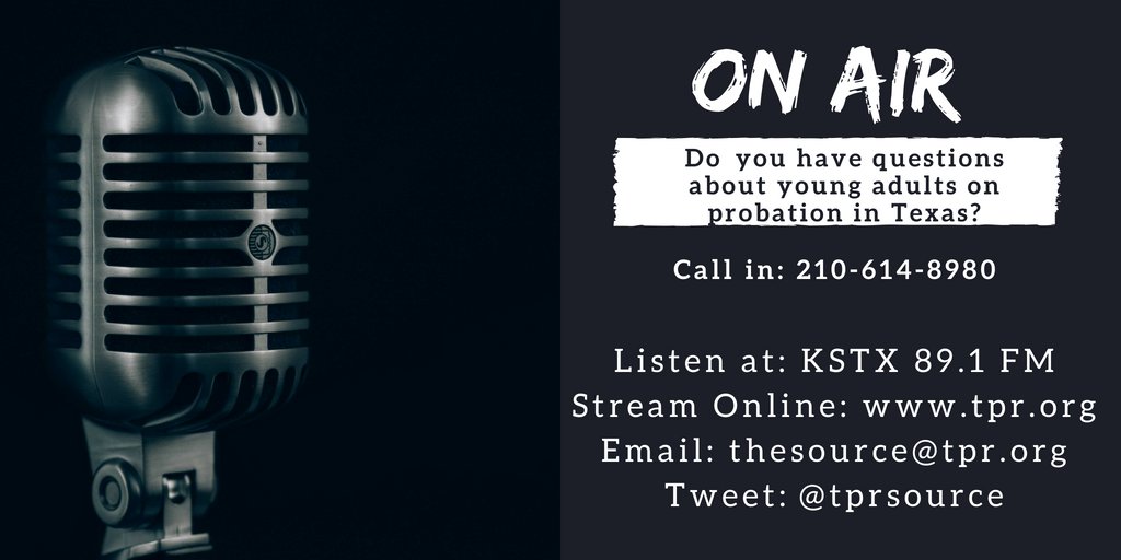 TexasCJE's tweet photo. We are LIVE on @TPRSource from 12-1 p.m. discussing young adults and felony probation in Texas. Stream the conversation online at: https://t.co/WRXp7uYjur  | Listen on #KSTX 89.1 FM (if in #SATX) | Tweet questions to: @TPRSource  | Call in comments to: 210-614-8980 https://t.co/i6whMWhsQp