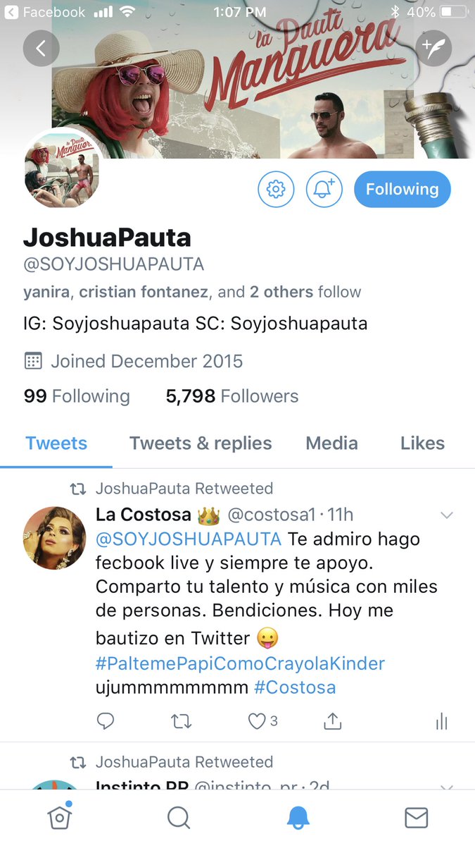 costosa1's tweet photo. Ya mi dia está perfecto @SOYJOSHUAPAUTA me dio retweet y leyó mi tweet ujummmm #Costosa y la #Pauti https://t.co/Kv5WbM8RWy