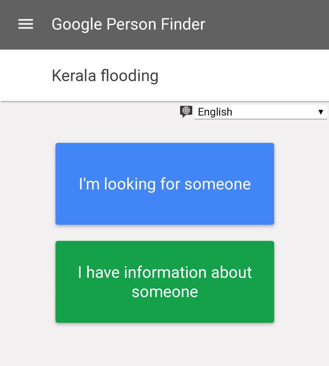 Our thoughts are with those in Kerala. Help track missing people with #personfinder: goo.gl/WxuUFp #KeralaFloods