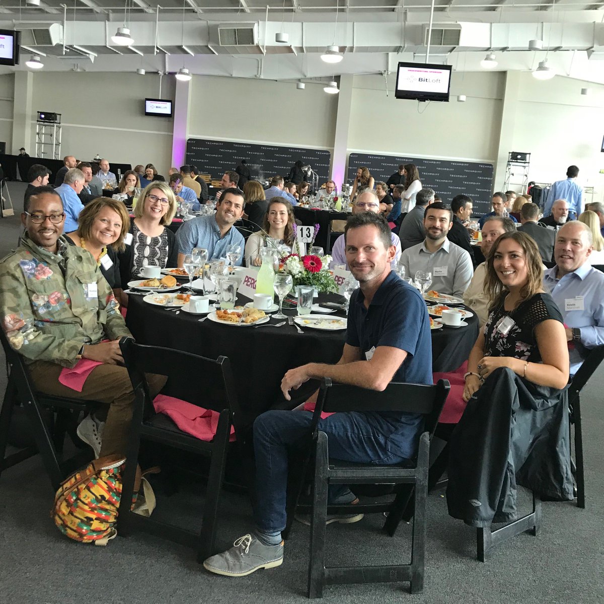 PERQMarketing's tweet image. Some fine folks from PERQ are in attendance at today’s @TechPointInd Luncheon. Today, we’re celebrating Kevin Marshall’s #Tech25 nomination for his contributions to PERQ’s UX team! Congrats, Kevin!!!