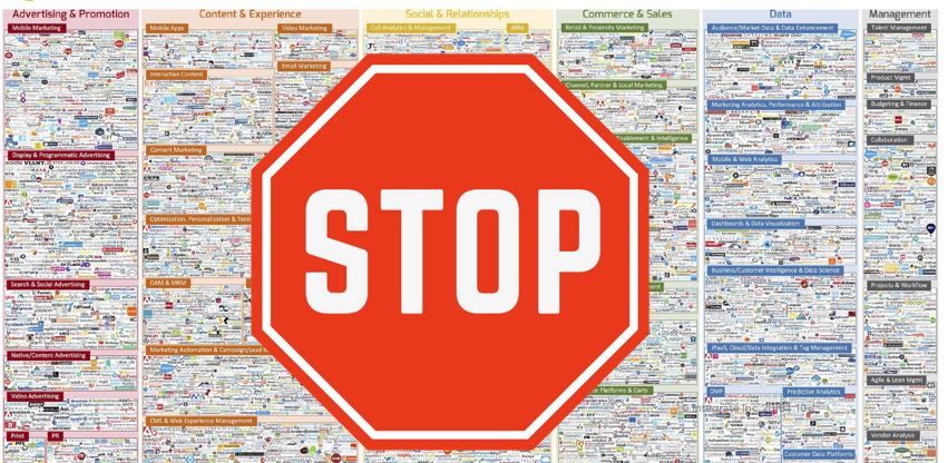 integrate's tweet photo. Stop talking about tech stacks and waving them around like trophies! It's about connecting the tech you already have and getting as much out of it as you can before buying more one-off solutions. #MarketingOps @joinmocca https://t.co/XIHut693QH