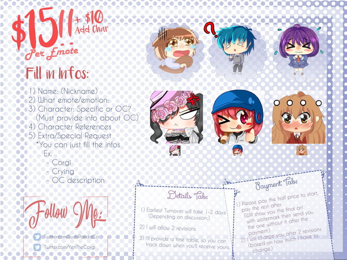 SushiPandaCo's tweet photo. The final artist is Janea. A creative member with a fun imagination. Currently doing emotes atm, she plans on expanding her range in the future. https://t.co/YVdVyFD6Gz